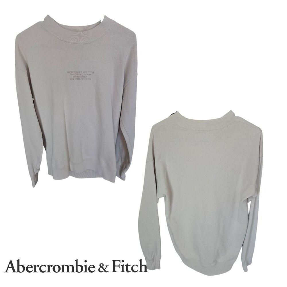 Vintage Abercrombie & Fitch Grey Micro Logo Crewneck Sweatshirt Small Y2K 90s - Picture 2 of 7
